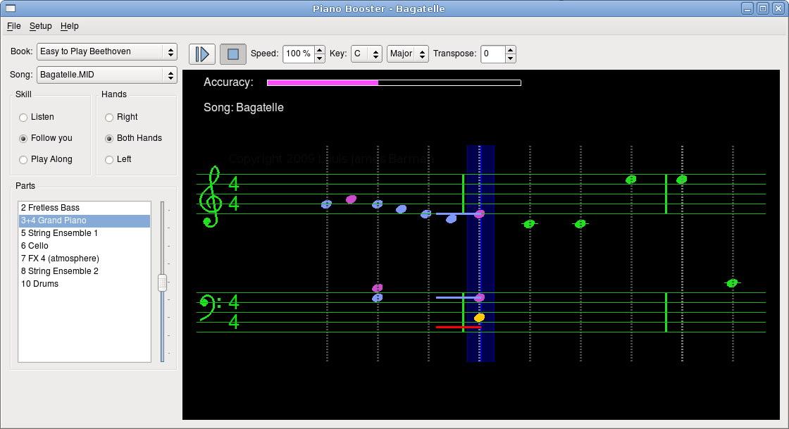 Piano Booster main screen - Linux