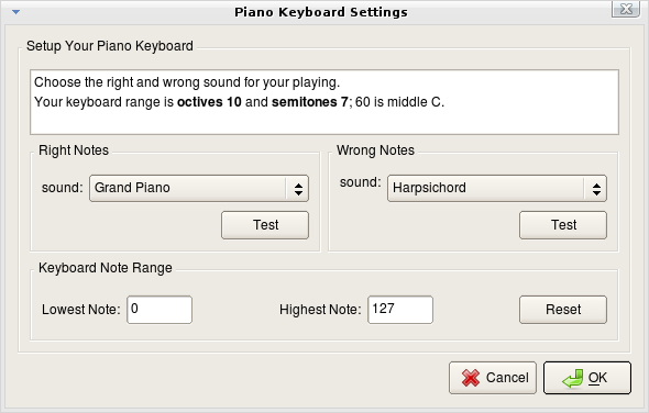 Piano Keyboard Setup Dialog