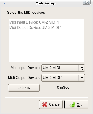 MIDI Setup Dialog